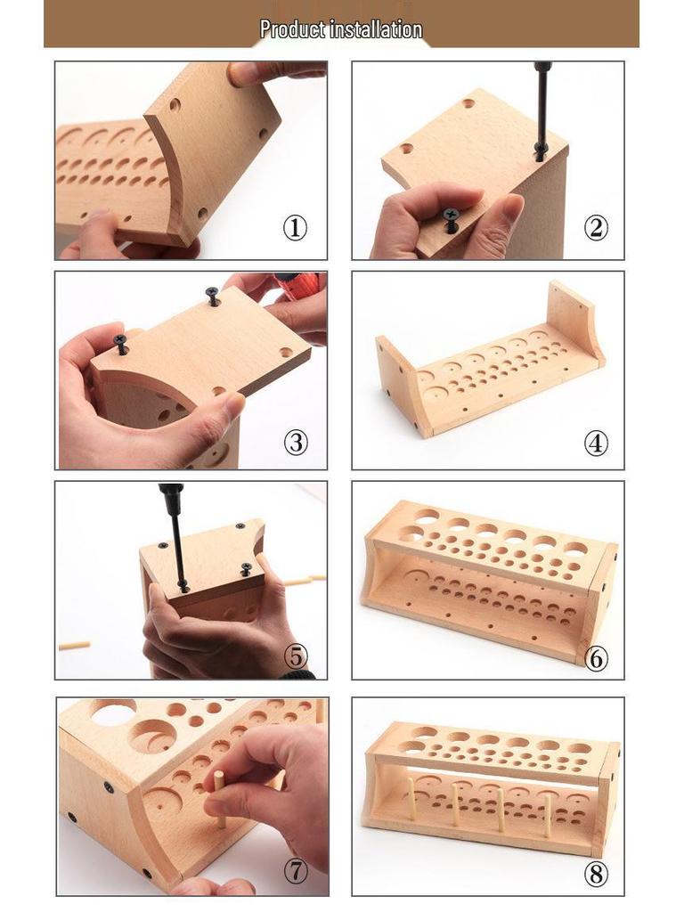 Buchenholz Mehrloch Werkzeughalter & Aufbewahrungsbox für Leder Nähwerkzeuge