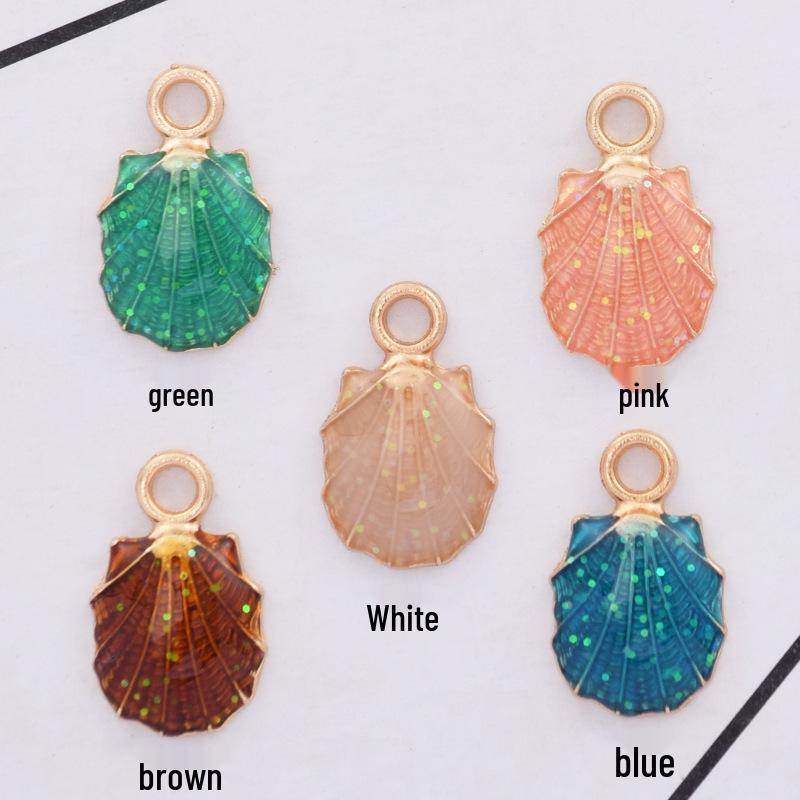 Korean Alloy Pearlescent Seashell & Starfish Pendant for DIY Jewelry Accessories