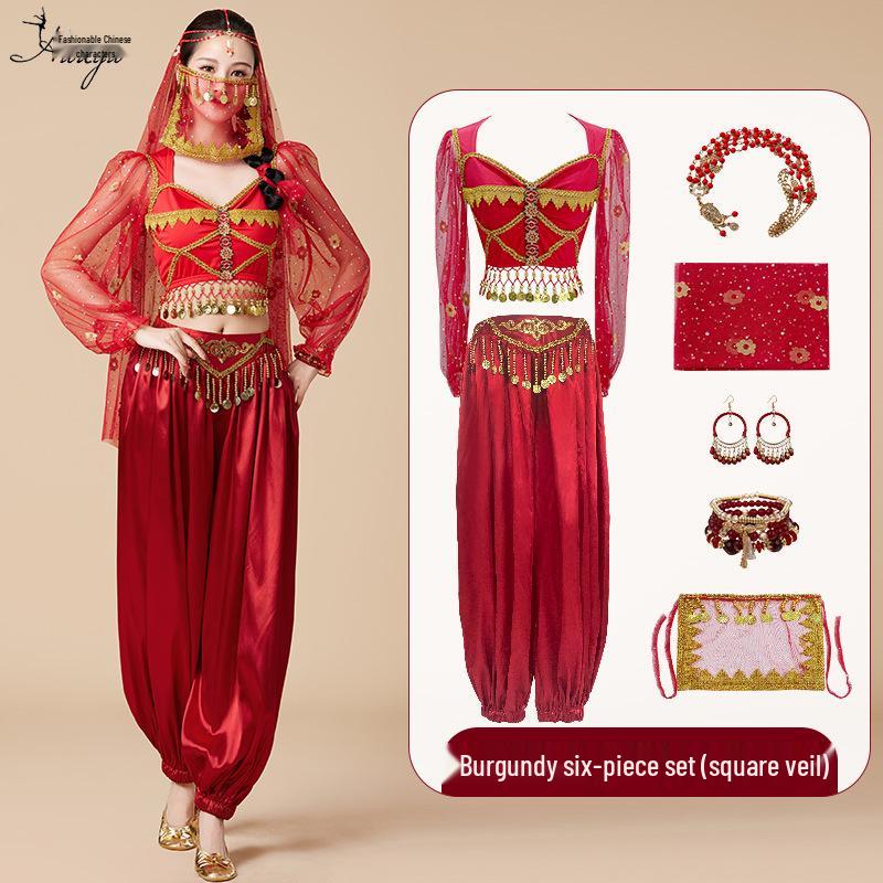 Halloween Princess Jasmine Cosplay Costume: Belly Dance & Stage Performance Set