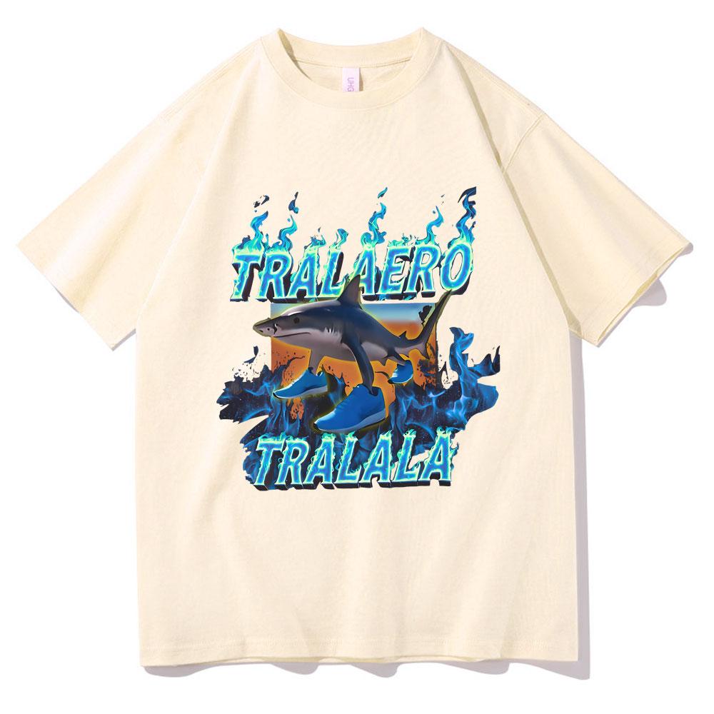 Fashion Tralalero Tralala Funny Shark with Shoes Meme T Shirts Men Casual Humor Tshirt Man Gothic Vintage Short Sleeve Tshirt