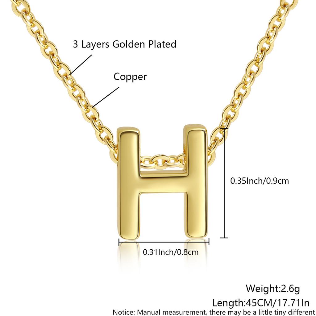 26 Large Capital English Letter Necklace Polished Smooth Hole-Punched Pendant Fine Chain Women's Item