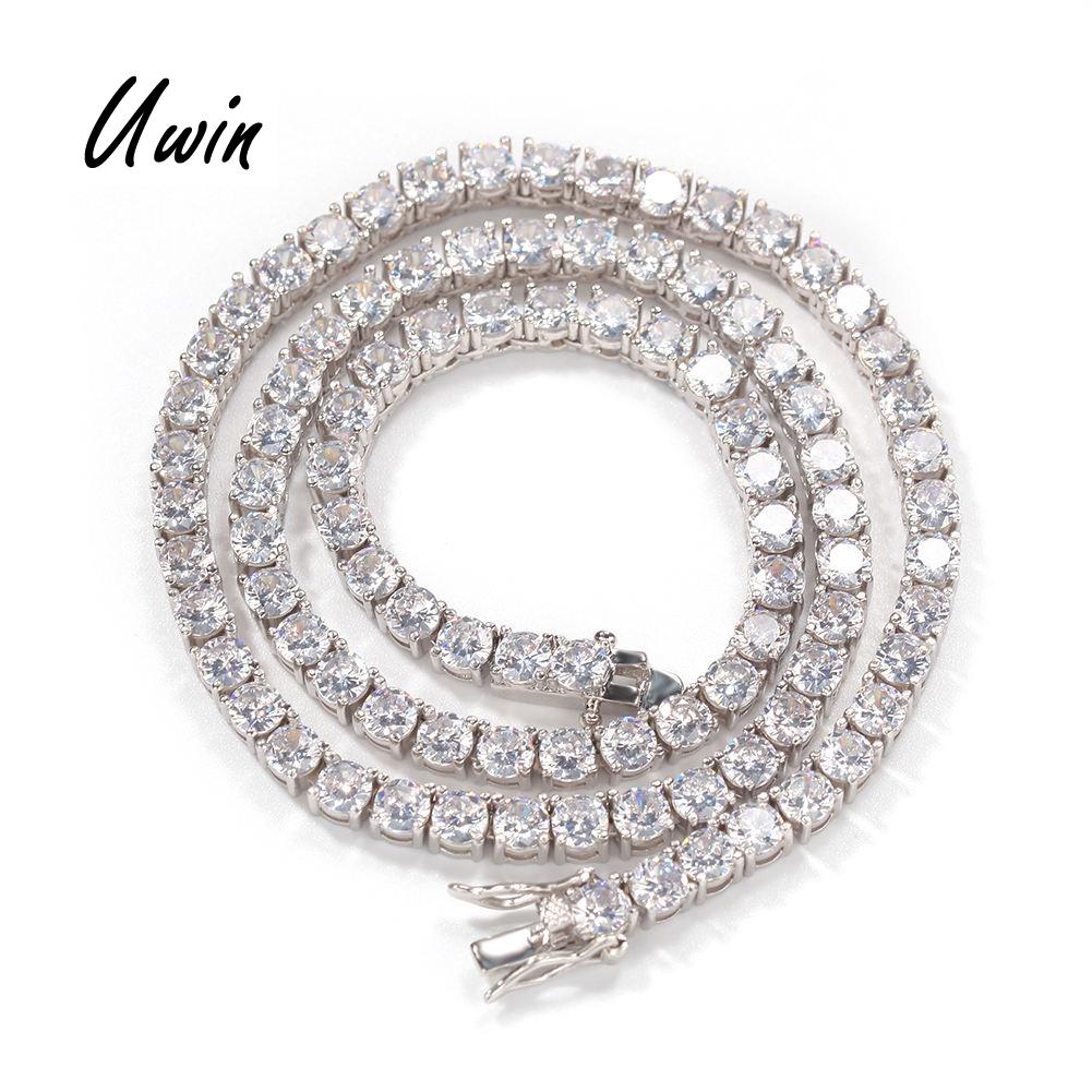 UWIN Classical 5A CZ Tennis Chain Necklace 2mm 3mm 4mm 5mm 8mm 1 Row Round CZ Tennis Necklace Hip Hop Icy Jewelry