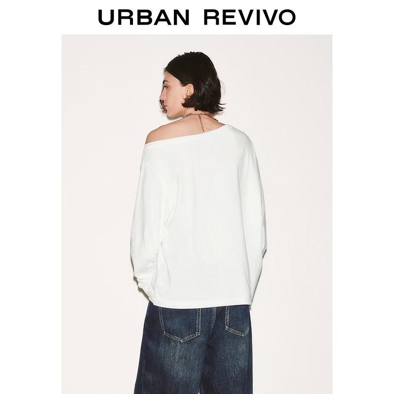 UR Women's 2026 Spring Asymmetric Neck Pleated Long Sleeve T-shirt