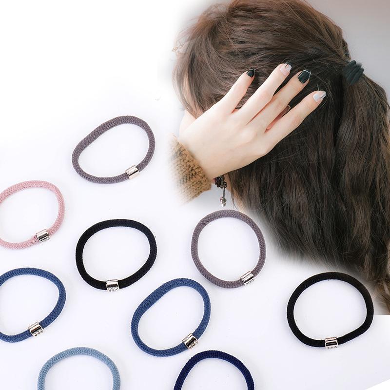 

Women s High Elasticity Black Headband and Ponytail Holder with Leather Cover