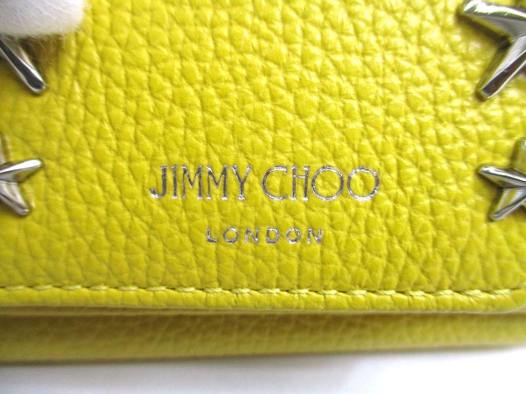 Authentic Jimmy Choo Plastic Stars Mustard Yellow Leather Trifold Wallet BFEALE #a619  Refurbished