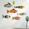 Nautical Style Wooden Fish Wall Decor Colorful Fish Pendant Set  Home Office