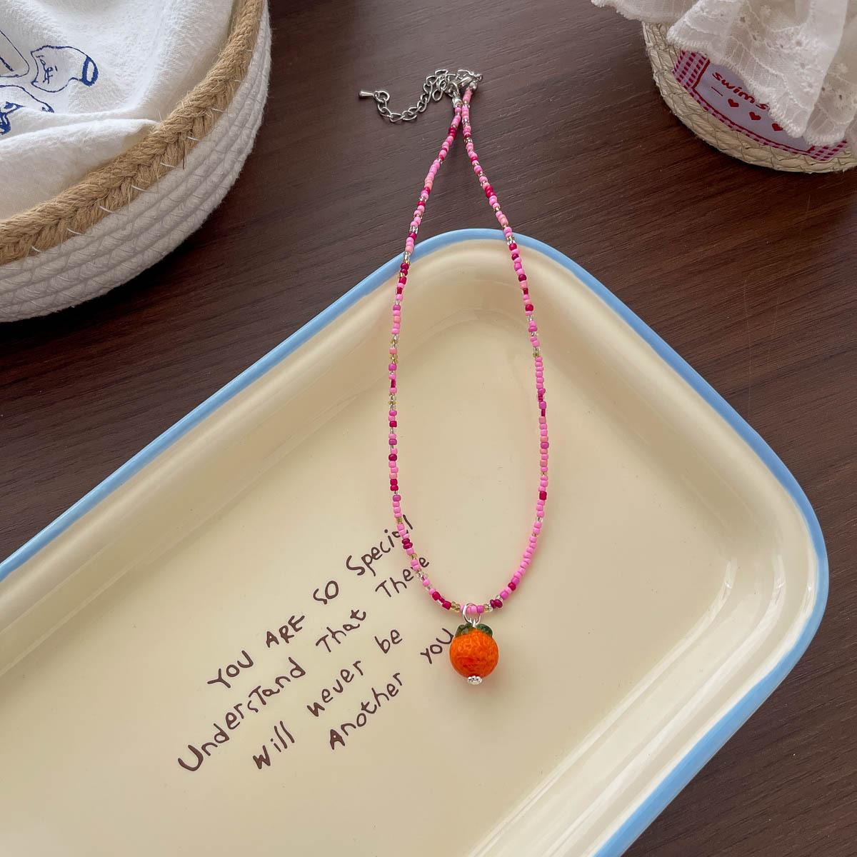 Colorful Cartoon Dopamine Children s Necklace - Cute Beaded Fruit & Animal Clavicle Chain for Girls