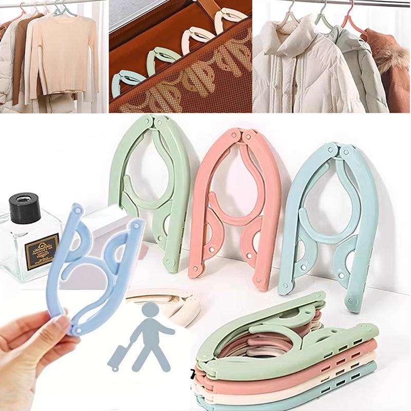 1-11pc Travel Foldable Hangers Portable Clothes Hanging Rack Space Saving Ultra Light Clothes Hanger Random Color Home Rack