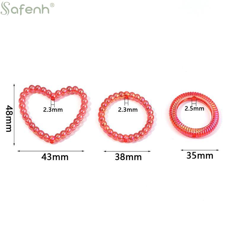 20pcs Colorful Acrylic Heart Beads Round Hollow Spacer Loose Beads for DIY Jewelry Making and Handcraft Projects