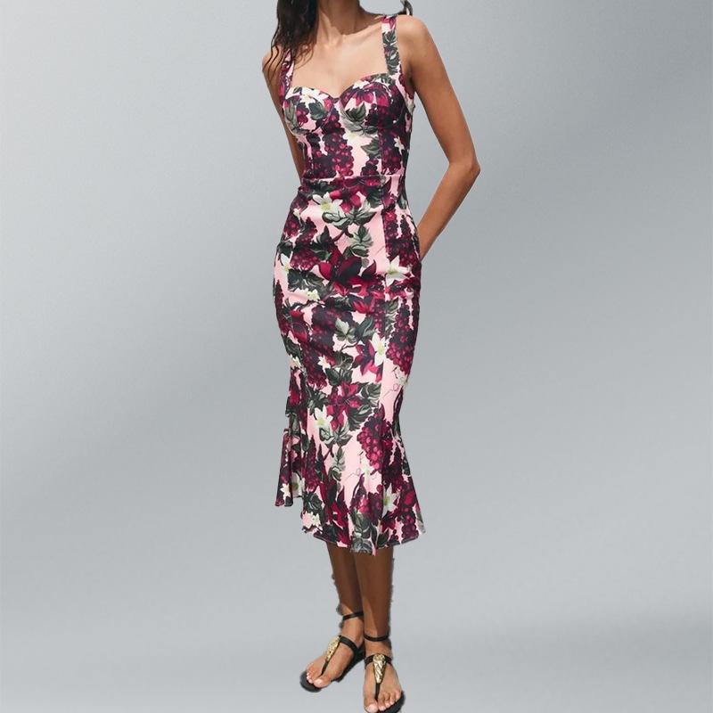 

Новый весенний стиль женской одежды Волна Широкий Свободный Платье с цветочным принтом 3XL фиолетовый