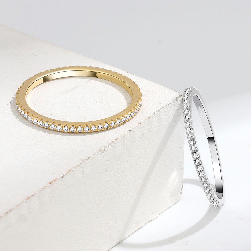 Luxury Full Paved Diamond Ring For Women Unique Design Versatile Index Finger Band Fashionable Elegant Jewelry Gift