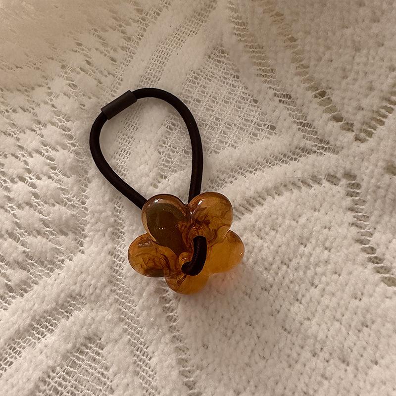Textured Ink-wash Texture Acrylic Flower Hair Band, Fashionable Beaded Hair Tie, Ponytail Tie, Hair Band and Hair Tie