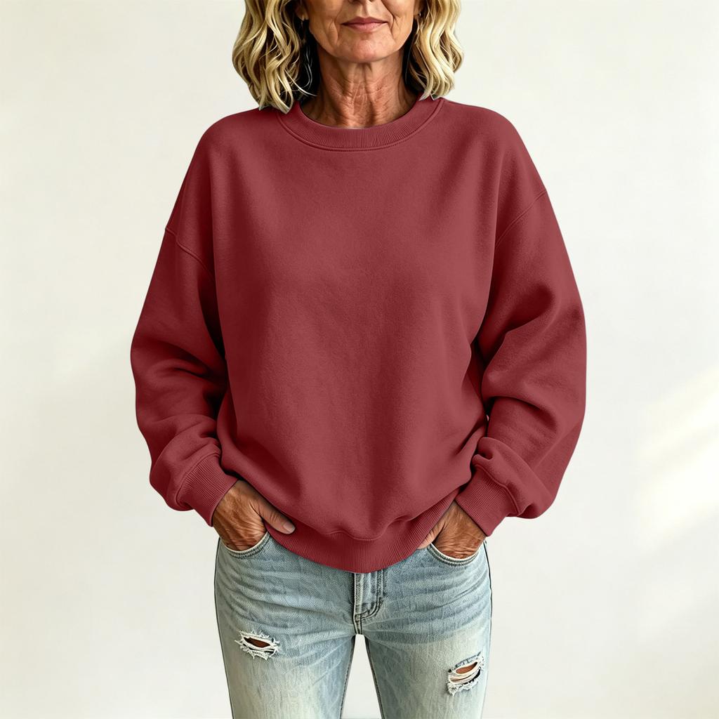 Women's Lined Neck Sweatshirt Casual Loose Fit Pullover for Couples Daily Wear