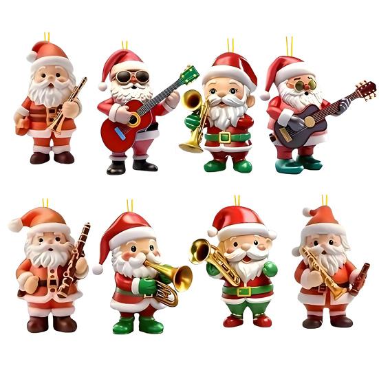 

Yousheng Santa Claus Christmas Ornaments 2D Flat Acrylic Hanging Ornament for Xmas Tree Cartoon Santa Car Rear Mirror Charm for Holiday Party Decor 8pcs