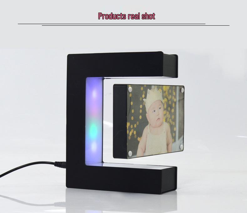 Magnetic Levitation Photo Frame - Luminous Desktop Ornament for Study or Bedroom, Perfect Suspended Holiday Gift.