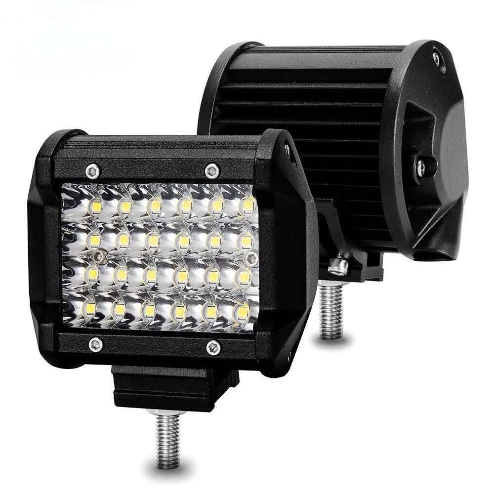 2pcs 4-Row 72W 4-Inch Ultra-Bright LED Light Bar for Off-Road Truck Jeep Mods
