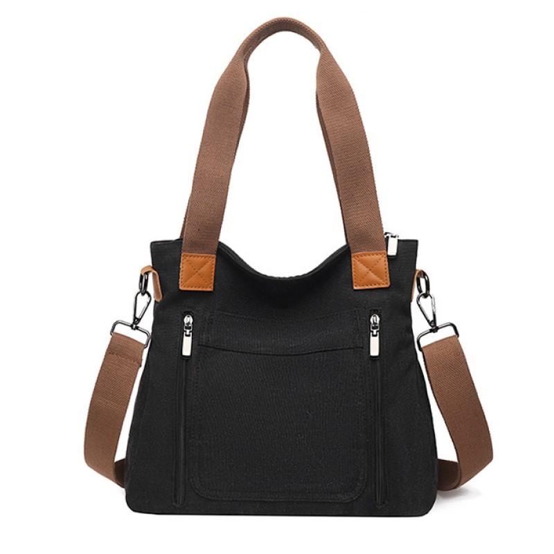 

Женская сумка большой емкости, повседневная холщовая сумка, простая и модная большая сумка 36x12x32cm чёрный