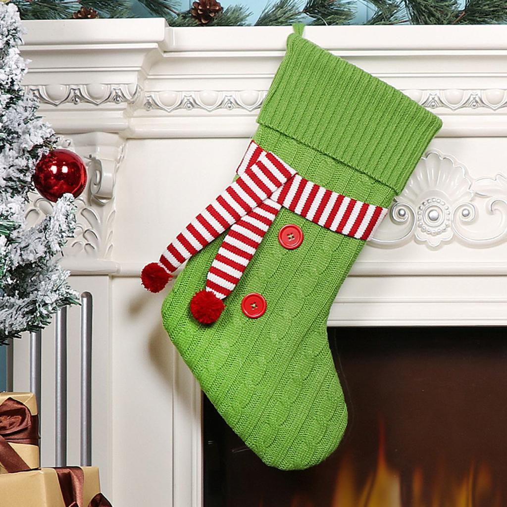 Christmas Knitted Scarf Socks Gift Bag Large Socks Decoration Gift Bag Christmas Tree Pendant Holiday Decoration Socks Gift Bag, 1pc