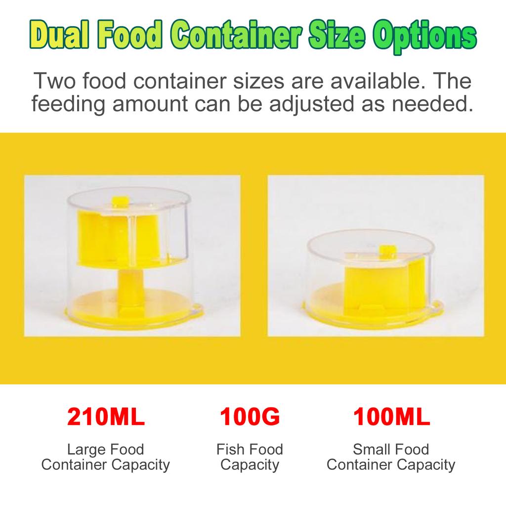 Automatic Fish Feeder, Timed 12 24 Hour Fish Tank Feeder with Dual Food Containers, Manual Auto Food Dispenser for