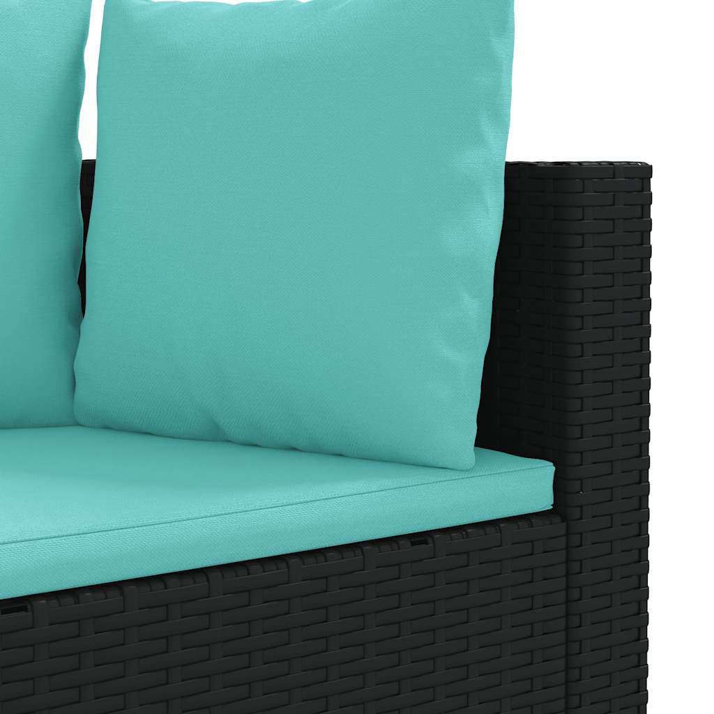 vidaXL 9 piece Garden Sofa Set with Cushions Black Poly Rattan
