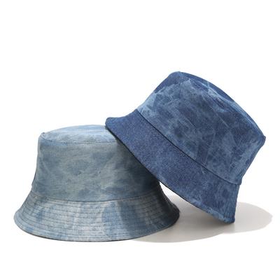 Women‘s Spring Cowboy Tie-dye Two-sided Bucket Hat Outdoor Tour Sunprotection Fishermen Caps Solid Color Portable Fashion Basin Cap