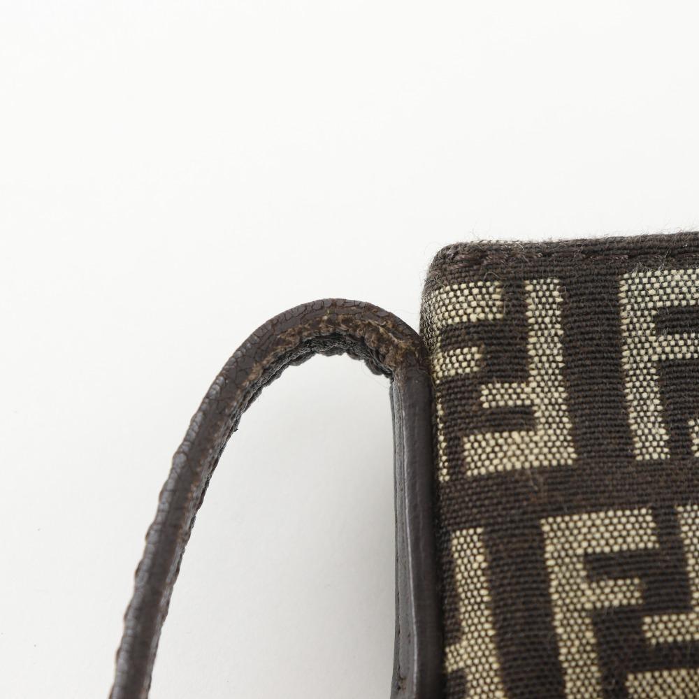 FENDI Zucchino Shoulder Bag Brown Nylon canvas Women Used