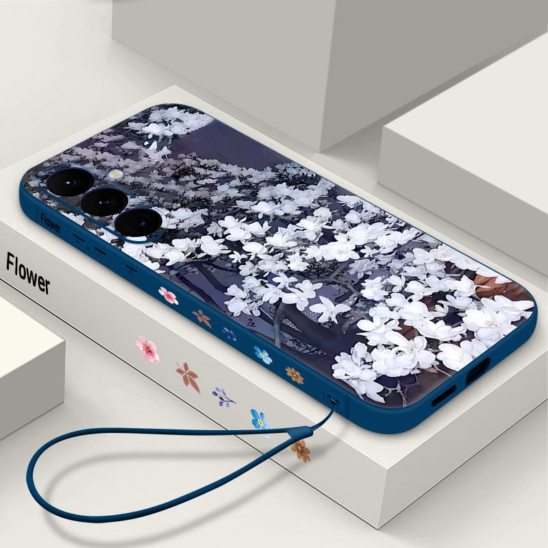 Floral Pattern Case For Samsung Galaxy S26 S25 Ultra S24 S23 S22 Plus S21 FE A15 A16 A17 A35 A36 A54 A55 A56 5G Silicone Cover