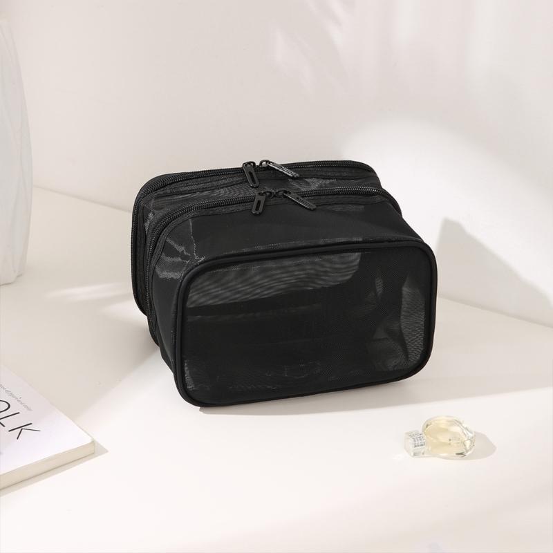 Cosmetic Bag Nylon Makeup Bag Single/Double Layer Cosmetic Bag Large Capacity Toiletry Storage Bag for Travel Portable