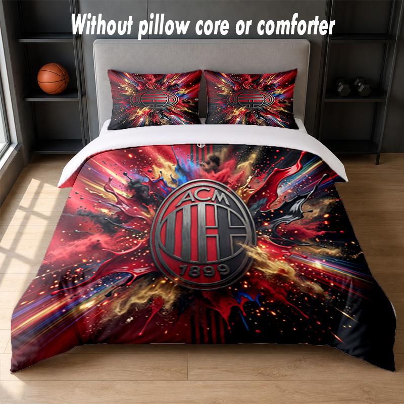 AC Milan Design Bed Bedding Set 1 Duvet Cover + 2 Pillowcases Soft Breathable Household Bed Linens