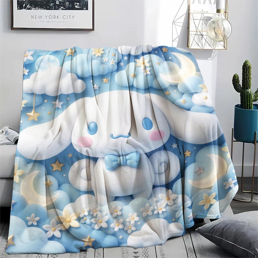1PC Cinnamoroll Print Flannel Blanket, High Quality All Seasons, Home Decor, Warmth and Comfort, Perfect for Christmas Gifts