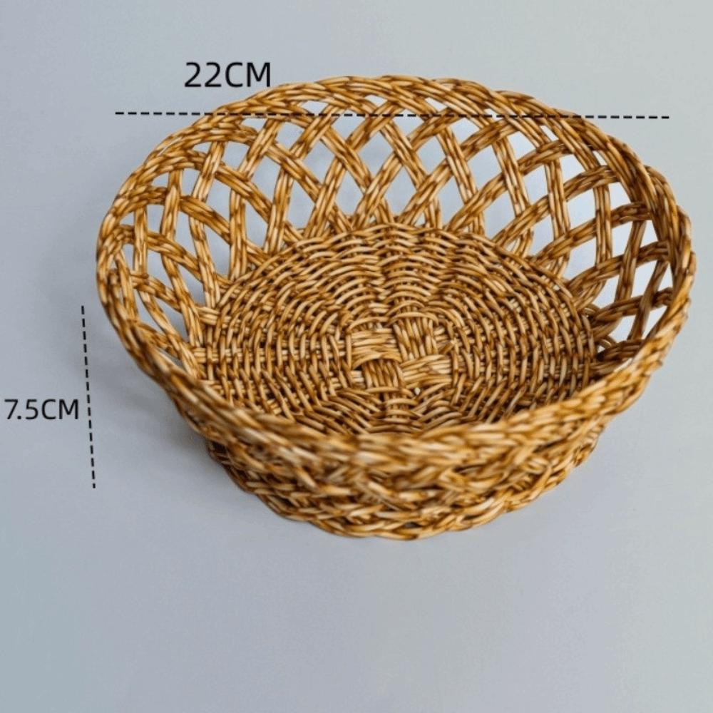Rattan-ähnlicher Obstkorb Handgeflochtene Obstschale Natürlicher Stil Aufbewahrungskorb Esstisch