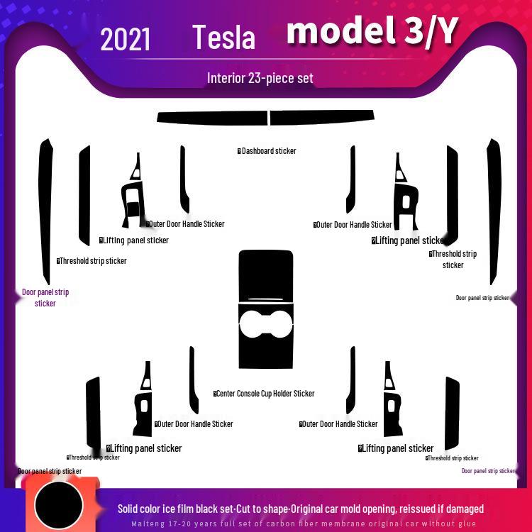 Carbon Fiber Anti-Kick Film for Tesla Model 3/Y (2021) Center Console Interior