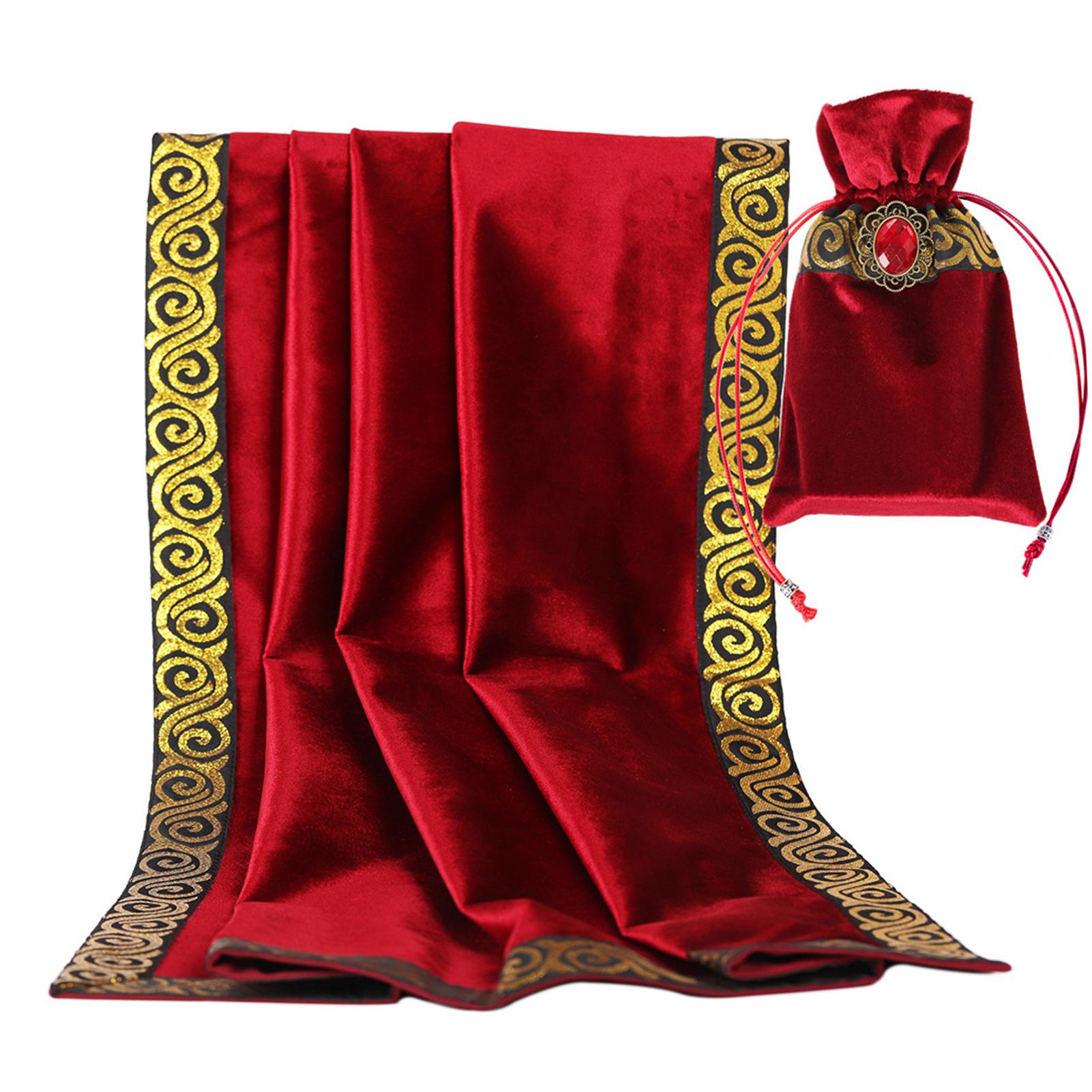 

Алтарь Скатерть Таро Бархатная скатерть для гадания Таро с сумкой для карт Таро Настольная игра Gold braid красный