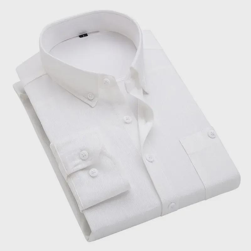 

Мужская приталенная вельветовая рубашка - однотонная, с длинным рукавом, повседневная деловая, модная весна/осень 5XL