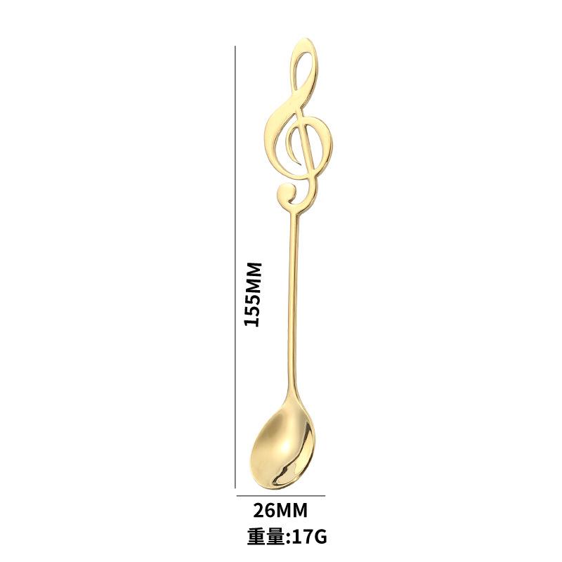 304 Stainless steel music spoon gold creative stirring coffee spoon dessert spoon mini music bar spoon