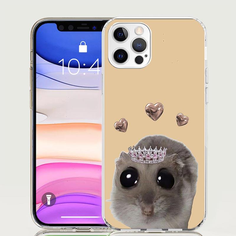 Funny Sad Hamster Meme Phone Case For iPhone 17 Air 16 15 Plus 11 14 Pro Max 13 Mini 12 7 8 + SE Pattern Art Customized Cover 17