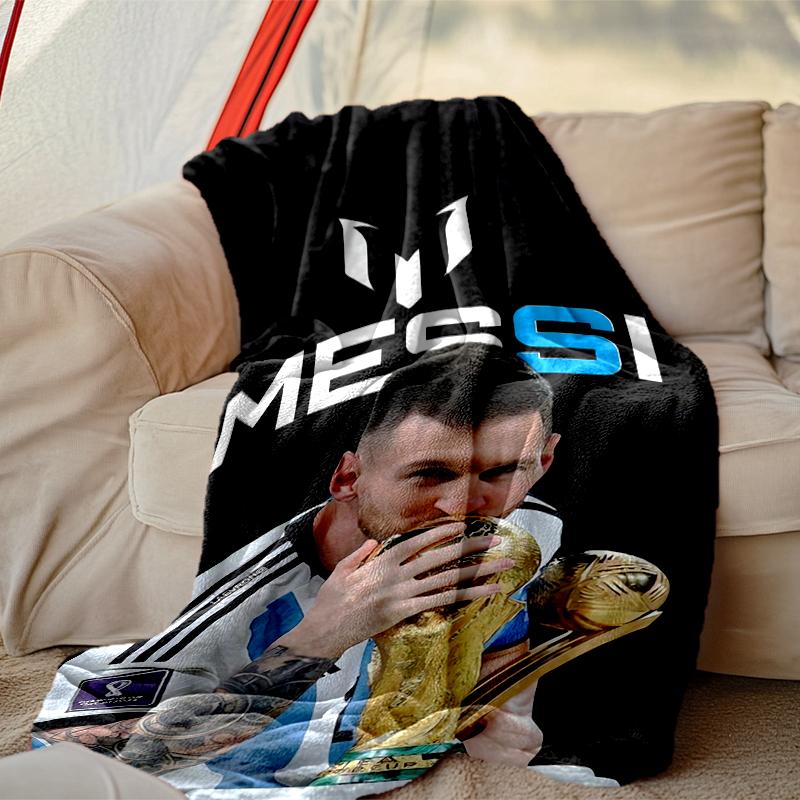1pc Easy-Care Football Star Messi Blanket, Perfect for Couch, Bed, Home, Travel & More, Warm & Durable Printed Blanket