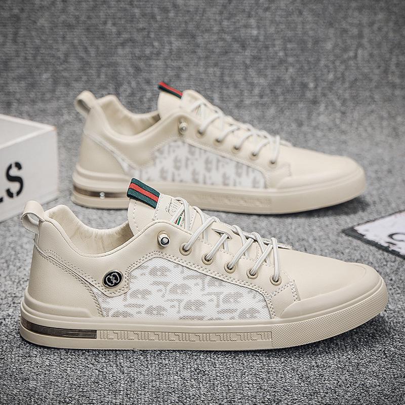 New Korean Style Fashion Casual Board Shoes Breathable Mesh Shoes Soft Sole Thin Sports White Shoes for Men