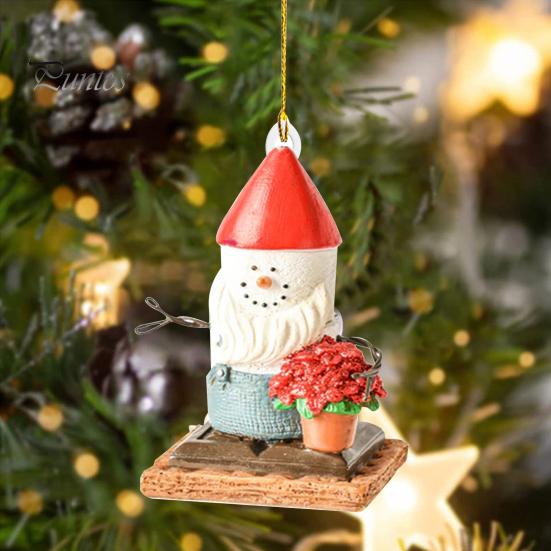 Vánoční závěsná dekorace sněhulák 3D akrylové opakovaně použitelné auto zpětné zrcátko kreslený přívěsek vánoční stromeček ozdoba na párty dárky