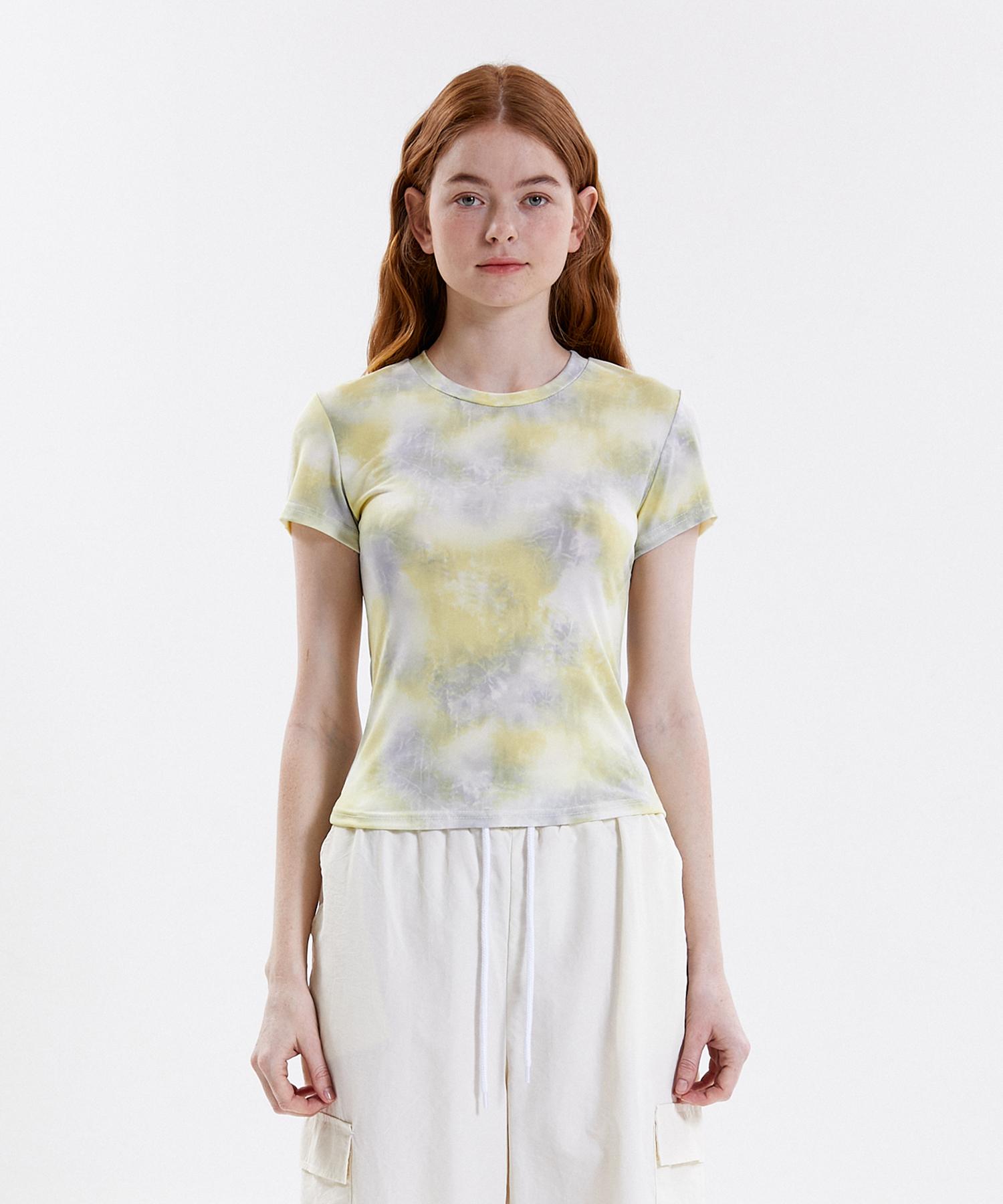 Pink Pineapple Tie Dye Tight T.Shirt_Yellow Yellow/Free