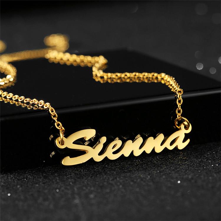 Dina 2026 Hot Selling 18K Gold Vacuum Plated Women's Necklace with Personalized Name Customizable Stainless Steel Pendant