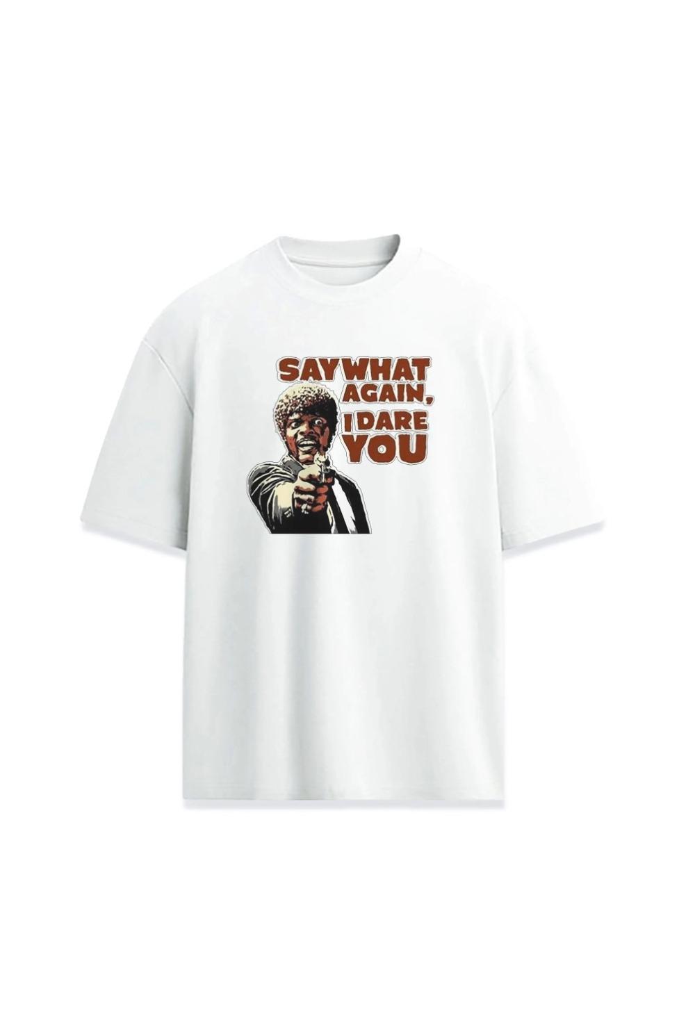 

Iconic Movie Pulp Fiction Tee Say What Jules Movie Quotes Design Tshirt Unisex Premium Shirt S