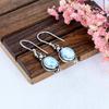 solid 925 Sterling Silver Natural Larimar Gemstone Handmade Designer dangle Drop Earrings