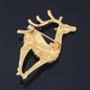 Gold Alloy Sika Deer Brooch with Rhinestone Inlay – Cute Lapel Pin Ornament
