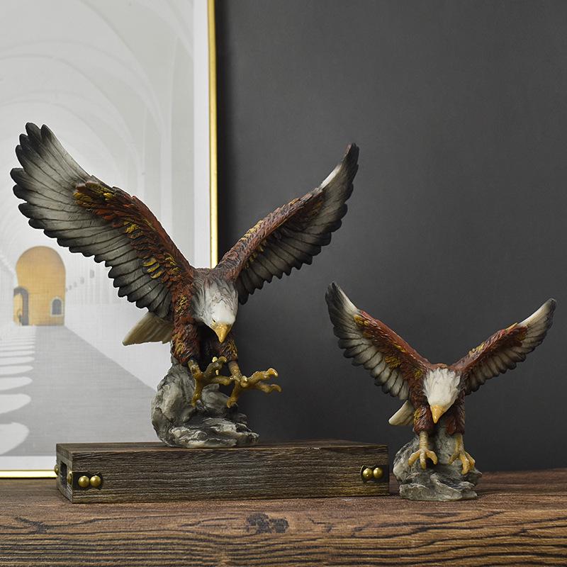 American Grand Exhibition Eagle Resin Figurine - Majestic Male Eagle Decor for Home, Office, or Wine Cabinet.