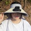 Pălărie cu vizieră de exterior cu ventilator încorporat, bor lat, top gol, pălărie de răcorire cu ventilator alimentat solar și cu încărcare USB pentru exterior, plajă, călătorie