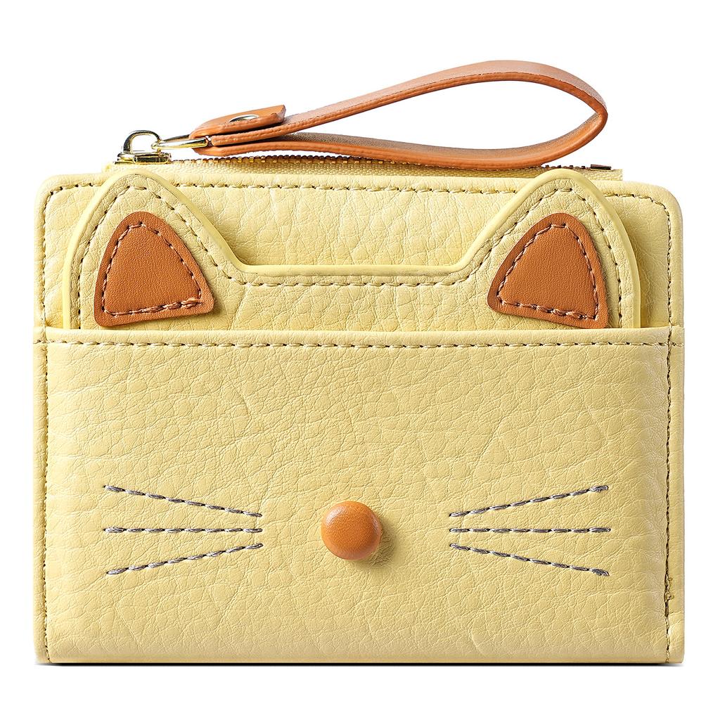 Women Cat PU Short Zipper Small Wallet Cartoon Multi-slot Fashionable Wallet