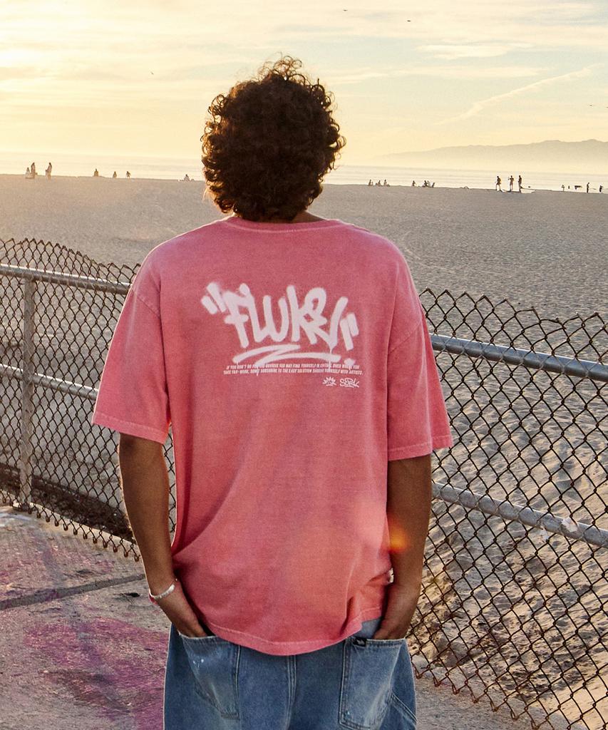 Peullukeu Graffiti Logo Pigment Short Sleeve T-Shirt Indie Pink Fst750
