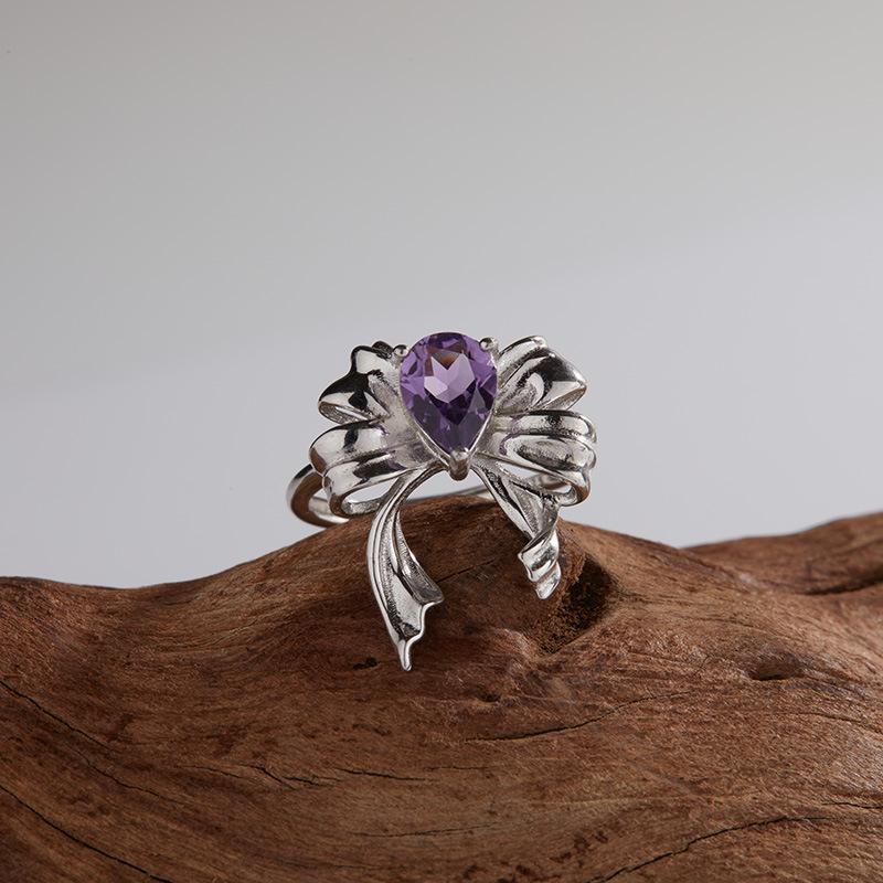 S925 Sterlingsilber Mit Natürlichem Granat Amethyst Halskette Damen-Set