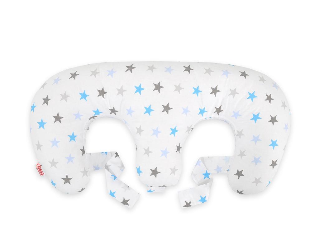Twin Feeding Pillow + Removable Cover - Gray-blue Stars